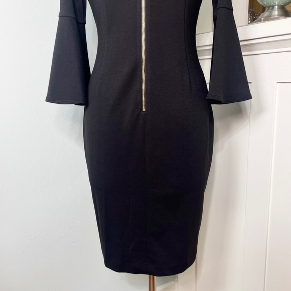 Calvin Klein Black Bell Sleeve Sheath Dress 4 Small - Picture 9 of 14